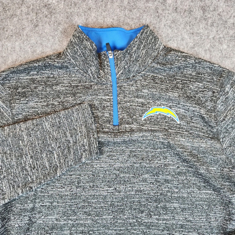 NFL Los Angeles Chargers Quarter Zip Pullover Men XL Grey Fleece Space Dye Fan